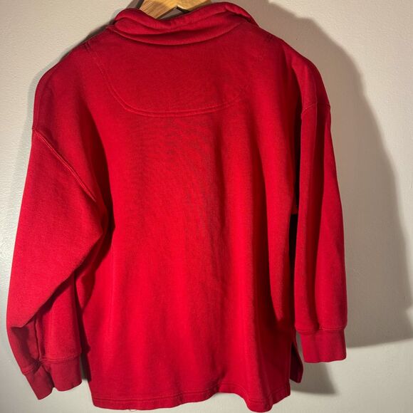 Vintage 90s Laura Daniels Red Plaid Layered Look Half-Zip Sweatshirt - Picture 3 of 5